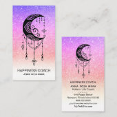 *~* Crescent Moon Talisman Shaman Luna Glitter Visitekaartje (Voorkant / Achterkant)