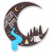 Crescent Moon Tent Kamperen Kampvuur Sticker (Voorkant)