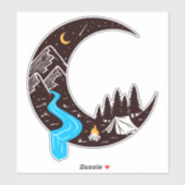 Crescent Moon Tent Kamperen Kampvuur Sticker (Vel)