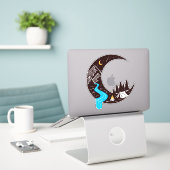 Crescent Moon Tent Kamperen Kampvuur Sticker (Laptop op bureau)