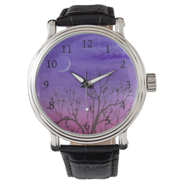 Crescent Moon & Tree Wrist Watch Horloge (Voorkant)