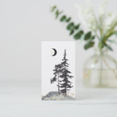 *~* Crescent Moon Trees Black Gold Stars Glitter Visitekaartje (Staand voorkant)