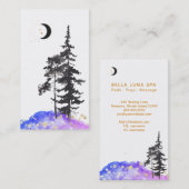 *~* Crescent Moon Trees Gold Stars Glitter Blue Visitekaartje (Voorkant / Achterkant)