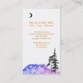 *~* Crescent Moon Trees Gold Stars Glitter Blue Visitekaartje (Achterkant)