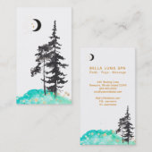 *~* Crescent Moon Trees Gold Stars Glitter Mint Visitekaartje (Voorkant / Achterkant)