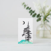 *~* Crescent Moon Trees Gold Stars Glitter Mint Visitekaartje (Staand voorkant)