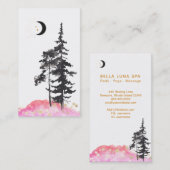 *~* Crescent Moon Trees Gold Stars Glitter Pink Visitekaartje (Voorkant / Achterkant)