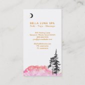 *~* Crescent Moon Trees Gold Stars Glitter Pink Visitekaartje (Achterkant)