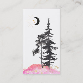 *~* Crescent Moon Trees Gold Stars Glitter Pink Visitekaartje