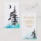 *~* Crescent Moon Trees Gold Stars Moon Beams Visitekaartje (Voorkant / Achterkant)