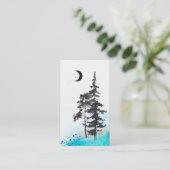 *~* Crescent Moon Trees Gold Stars Moon Beams Visitekaartje (Staand voorkant)