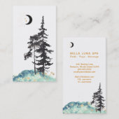 *~* Crescent Moon Trees Pine Gold Stars Glitter Visitekaartje (Voorkant / Achterkant)