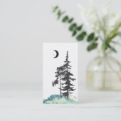 *~* Crescent Moon Trees Pine Gold Stars Glitter Visitekaartje (Staand voorkant)