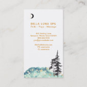 *~* Crescent Moon Trees Pine Gold Stars Glitter Visitekaartje (Achterkant)