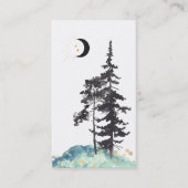 *~* Crescent Moon Trees Pine Gold Stars Glitter Visitekaartje (Voorkant)