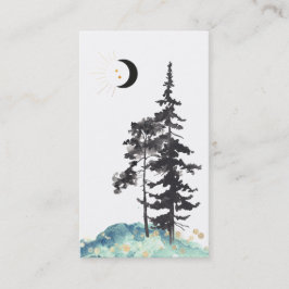 *~* Crescent Moon Trees Pine Gold Stars Glitter Visitekaartje