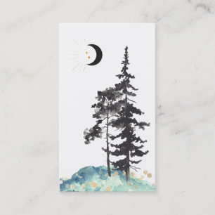 *~* Crescent Moon Trees Pine Gold Stars Glitter Visitekaartje