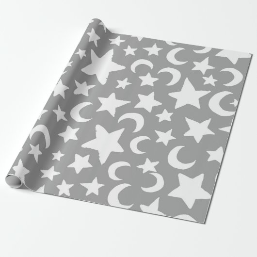 Crescent Moons and Stars Cadeaupapier (Uitgerold)