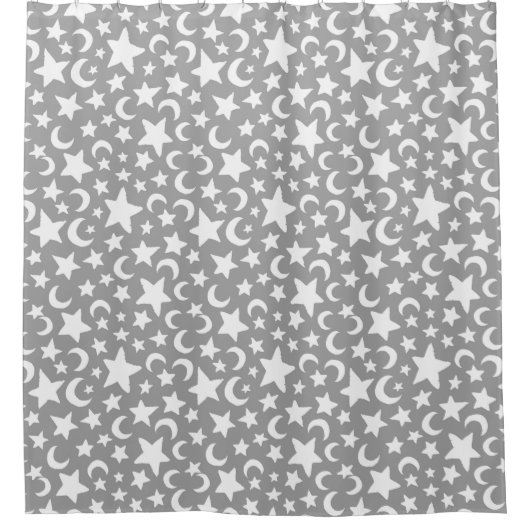 Crescent Moons and Stars Pattern Douchegordijn (Voorkant)
