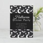 Crescent Moons Vleermuizen Spinnen Halloween Diner Kaart (Staand voorkant)