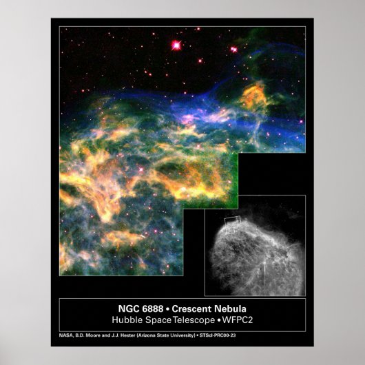 Crescent Nebula 6888 Hubble Telescope Poster (Voorkant)