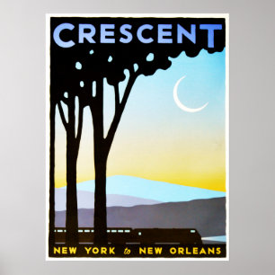 CRESCENT New York voor Vintage Travel in New Orlea Poster