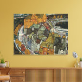 Crescent of Houses II, Island Town by Egon Schiele Canvas Afdruk (Insitu (Woonkamer))