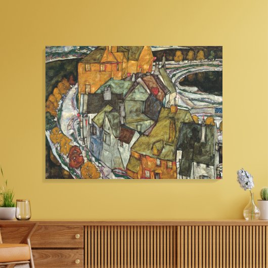 Crescent of Houses II, Island Town by Egon Schiele Canvas Afdruk (Insitu (Woonkamer))