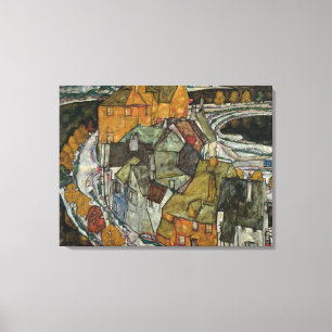 Crescent of Houses II, Island Town by Egon Schiele Canvas Afdruk