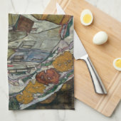 Crescent of Houses II, Island Town by Egon Schiele Theedoek (Quarter Fold)