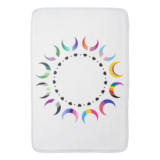 Crescent Pride Moons & Black Hearts Badmat (Voorkant Verticaal)