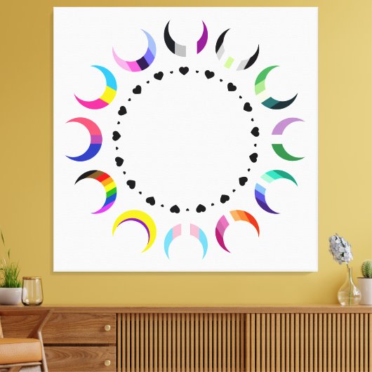 Crescent Pride Moons & Black Hearts Canvas Afdruk (Insitu (Woonkamer))