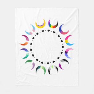 Crescent Pride Moons & Black Hearts Fleece Deken