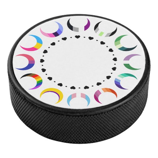 Crescent Pride Moons & Black Hearts Hockey Puck (3/4)
