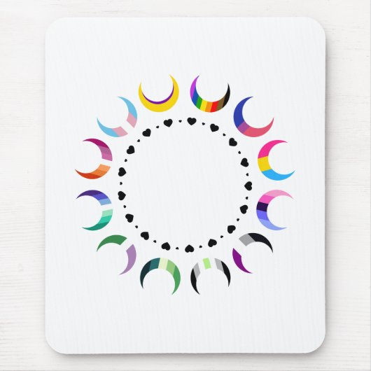 Crescent Pride Moons & Black Hearts Muismat (Voorkant)