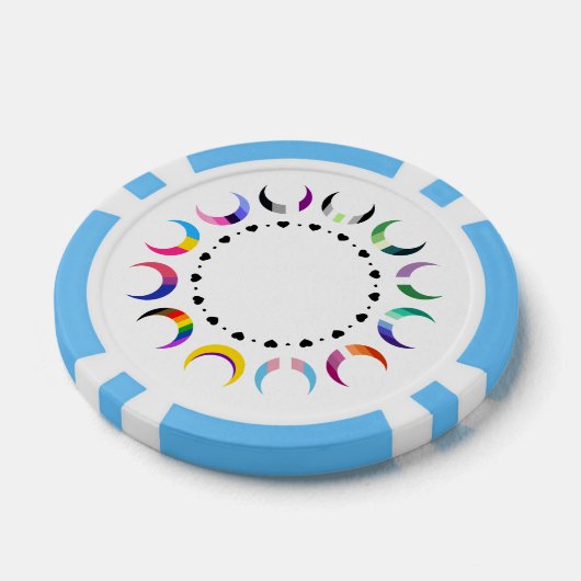 Crescent Pride Moons & Black Hearts Poker Chips (Enkel)