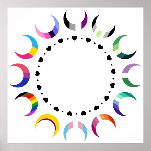 Crescent Pride Moons & Black Hearts Poster (Voorkant)
