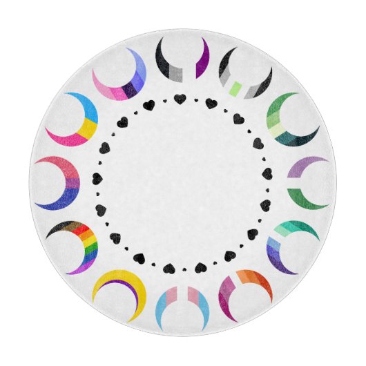Crescent Pride Moons & Black Hearts Snijplank (Voorkant)