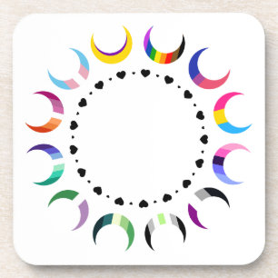 Crescent Pride Moons & Heart Ring Bier Onderzetter