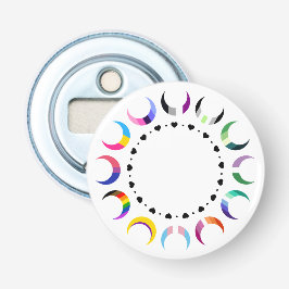 Crescent Pride Moons & Heart Ring Button Flesopener