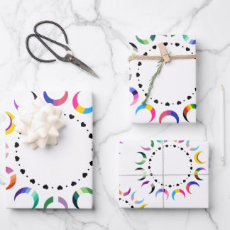 Crescent Pride Moons & Heart Ring Inpakpapier Vel