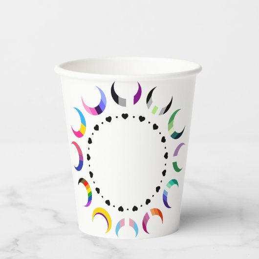 Crescent Pride Moons & Heart Ring Papieren Bekers (Voorkant)