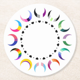 Crescent Pride Moons & Heart Ring Ronde Kartonnen Onderzetter