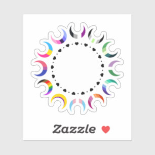 Crescent Pride Moons & Heart Ring Sticker