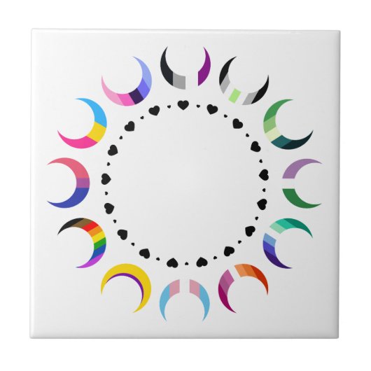 Crescent Pride Moons & Heart Ring Tegeltje (Voorkant)