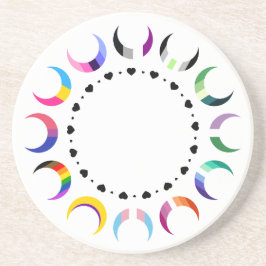 Crescent Pride Moons & Heart Ring Zandsteen Onderzetter