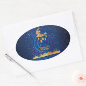 Crescent ramadan kareem gouden 2024 ovale sticker (Envelop)
