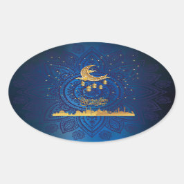 Crescent ramadan kareem gouden 2024 ovale sticker