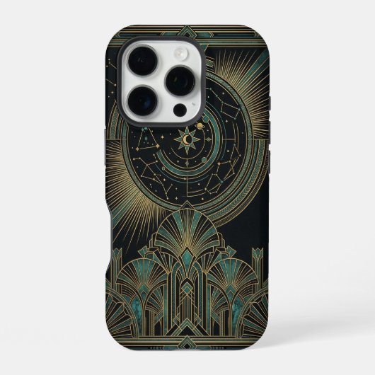 Crescent Star Deco Moon | Art iPhone 16 Pro Case Hoesje (Achterkant)