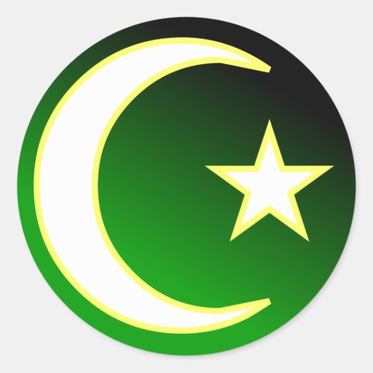 Crescent & ster van de islam ronde sticker (Voorkant)